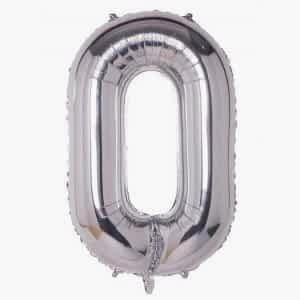 0-RAKAM 40 INC/100 CM GÜMÜŞ FOLYO BALON