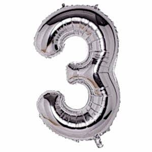 3-RAKAM 40 INC/100 CM GÜMÜŞ FOLYO BALON
