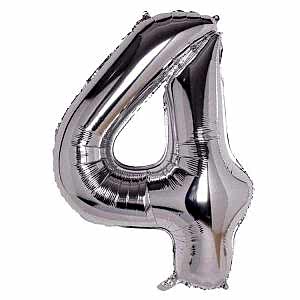 4-RAKAM 40 INC/100 CM GÜMÜŞ FOLYO BALON