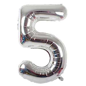 5-RAKAM 40 INC/100 CM GÜMÜŞ FOLYO BALON
