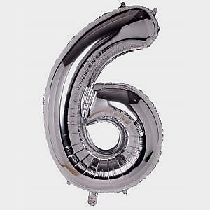 6-RAKAM 40 INC/100 CM GÜMÜŞ FOLYO BALON
