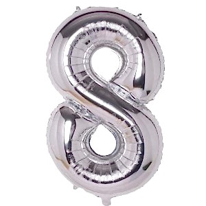 8-RAKAM 40 INC/100 CM GÜMÜŞ FOLYO BALON