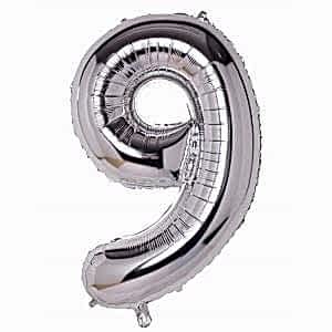 9-RAKAM 40 INC/100 CM GÜMÜŞ FOLYO BALON